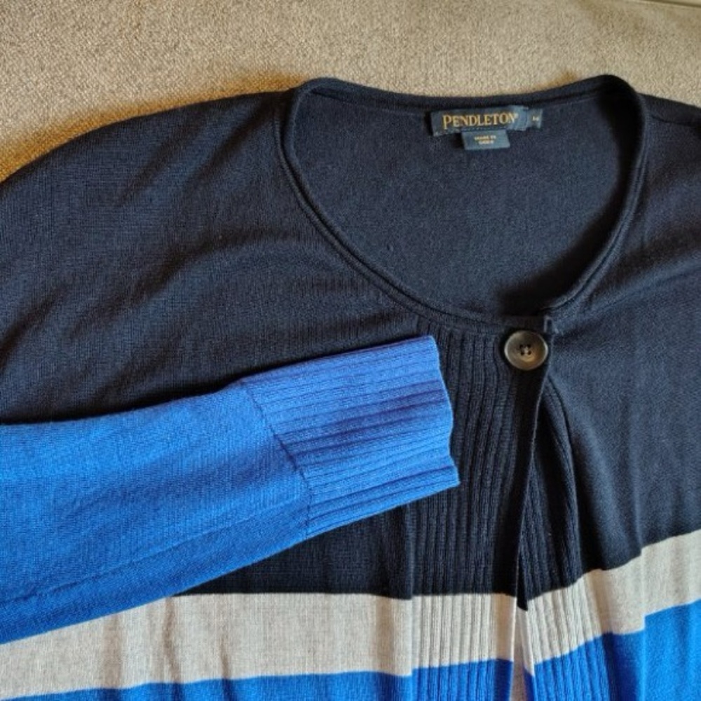 Pendleton Lightweight Merino Wool Cardigan Sweater Womens L Aztec Colorblock